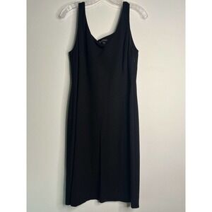 EILEEN Fisher Sleeveless Black Knit Dress Size Medium Casual Silk Lining Stretch